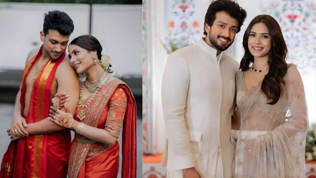 Kalidas Jayaram and Tarini Kalingarayar at wedding event