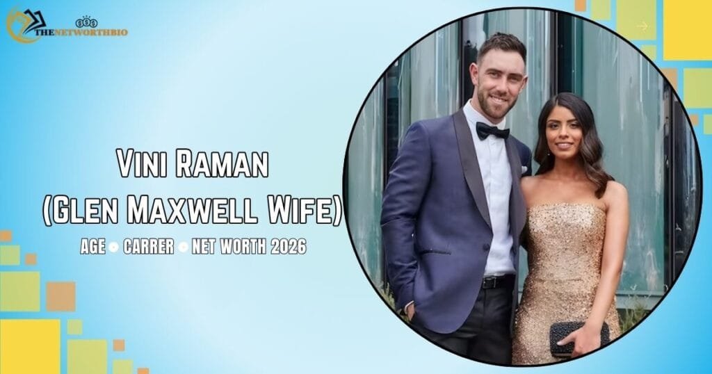 Vini Raman (Glenn Maxwell First Wife): Age, Family, Career, & Net Worth Vini Raman with husband Glenn Maxwell in biography featured image 2026