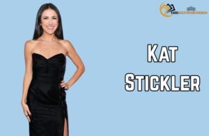 Kat Stickler wearing black dress at public event
