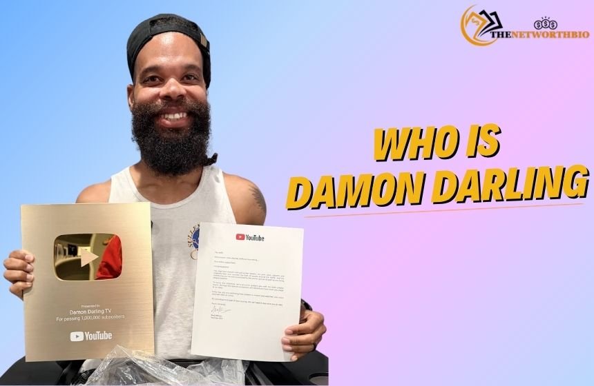 Damon Darling holding a gold YouTube award and certificate beside “Who Is Damon Darling?” text.
